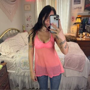 Victorias Secret Pink Lace Trim Camisole